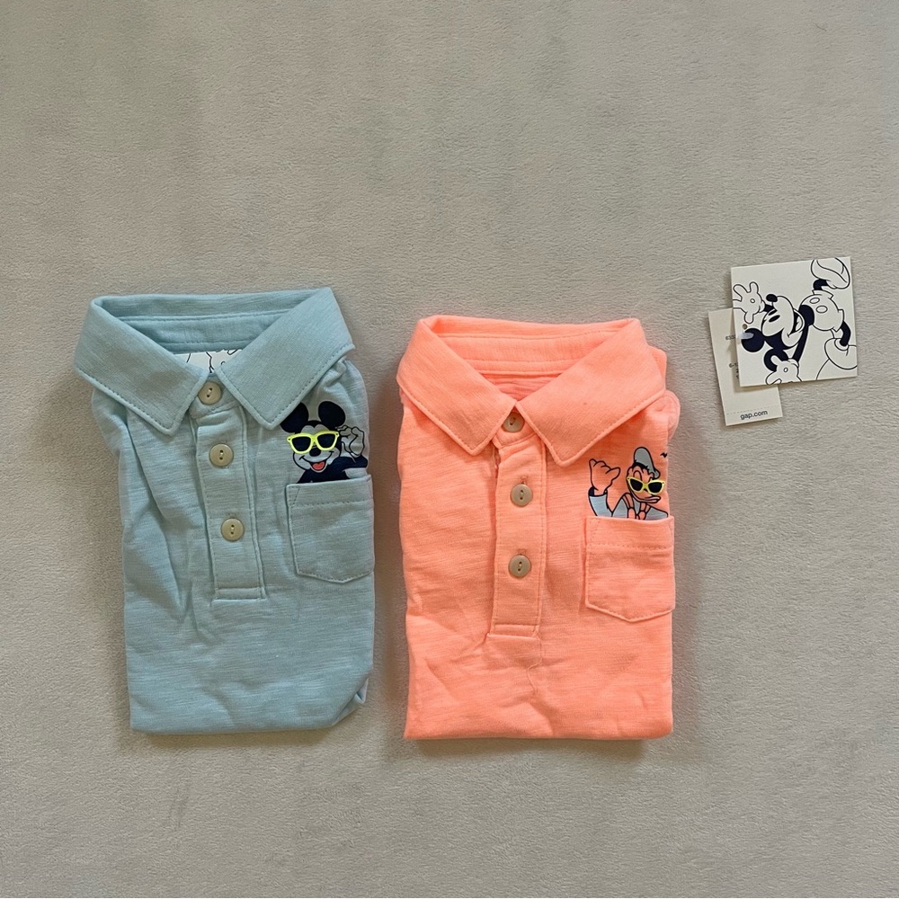 GAP Kids Polo Bodysuit Bundle- Light Blue & Peach